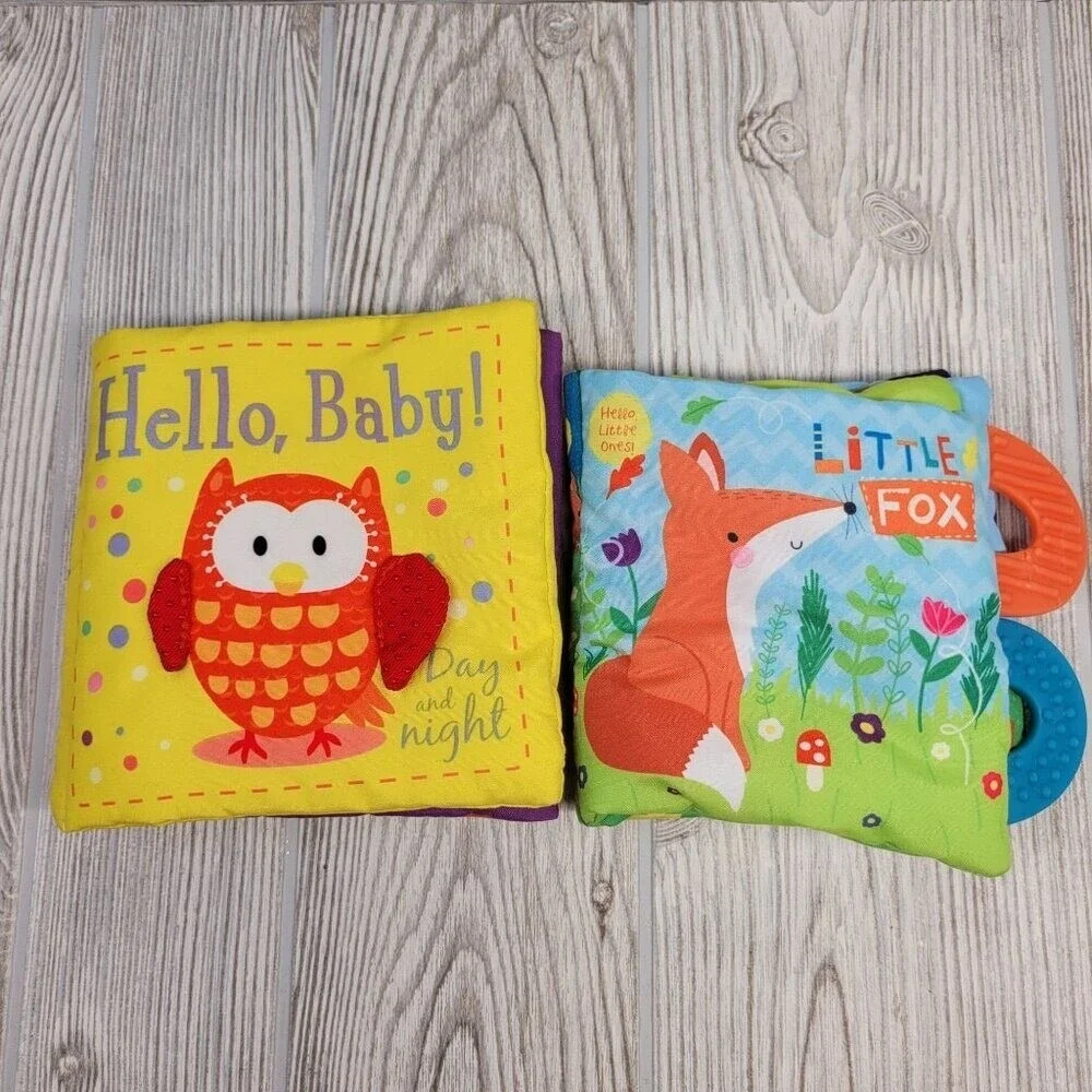 Kane Miller Soft Book Baby Multicolor Fox Owl Rattle Teether Set of 2